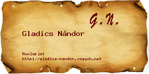 Gladics Nándor névjegykártya